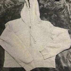 Grey brandy Melville cropped hoodie